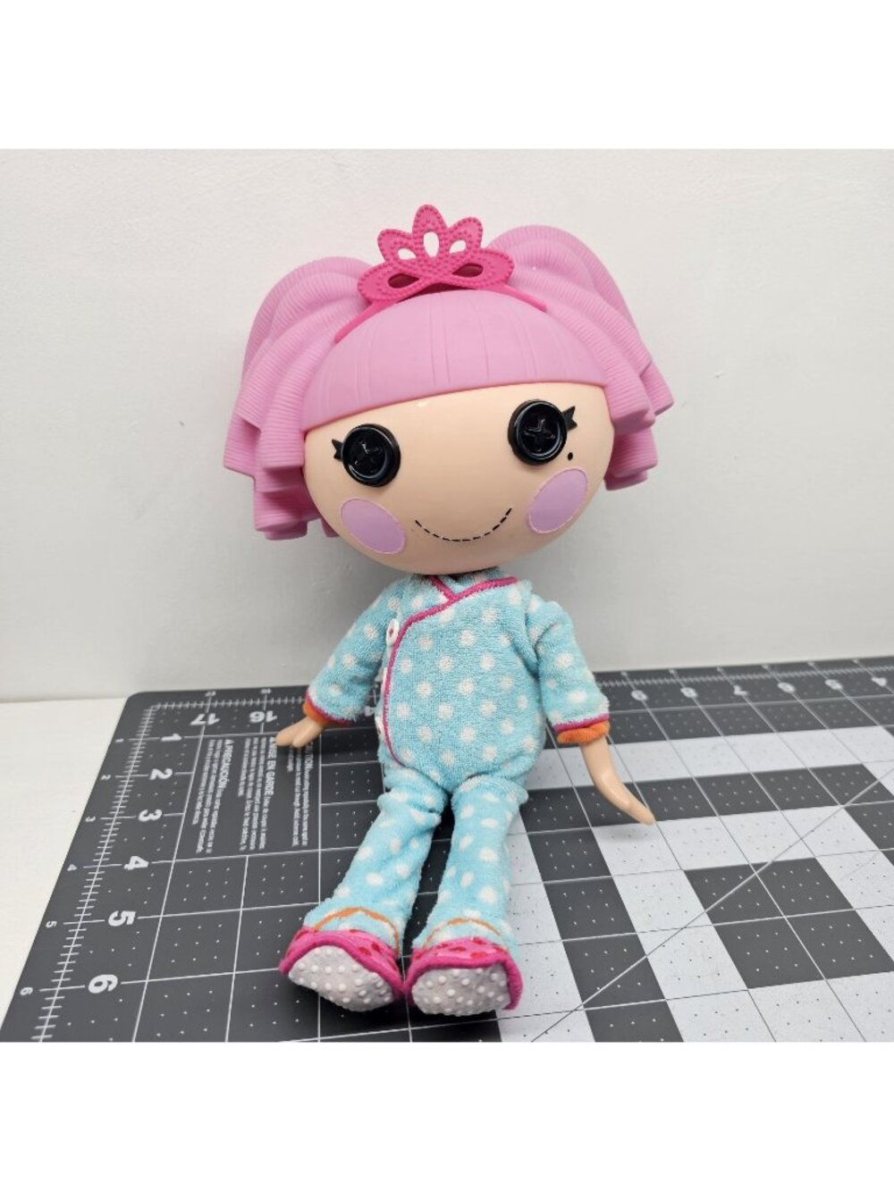 Lalaloopsy Large Doll Jewel Sparkles 12" Pink Hair Crown + Blue Polka Dot...